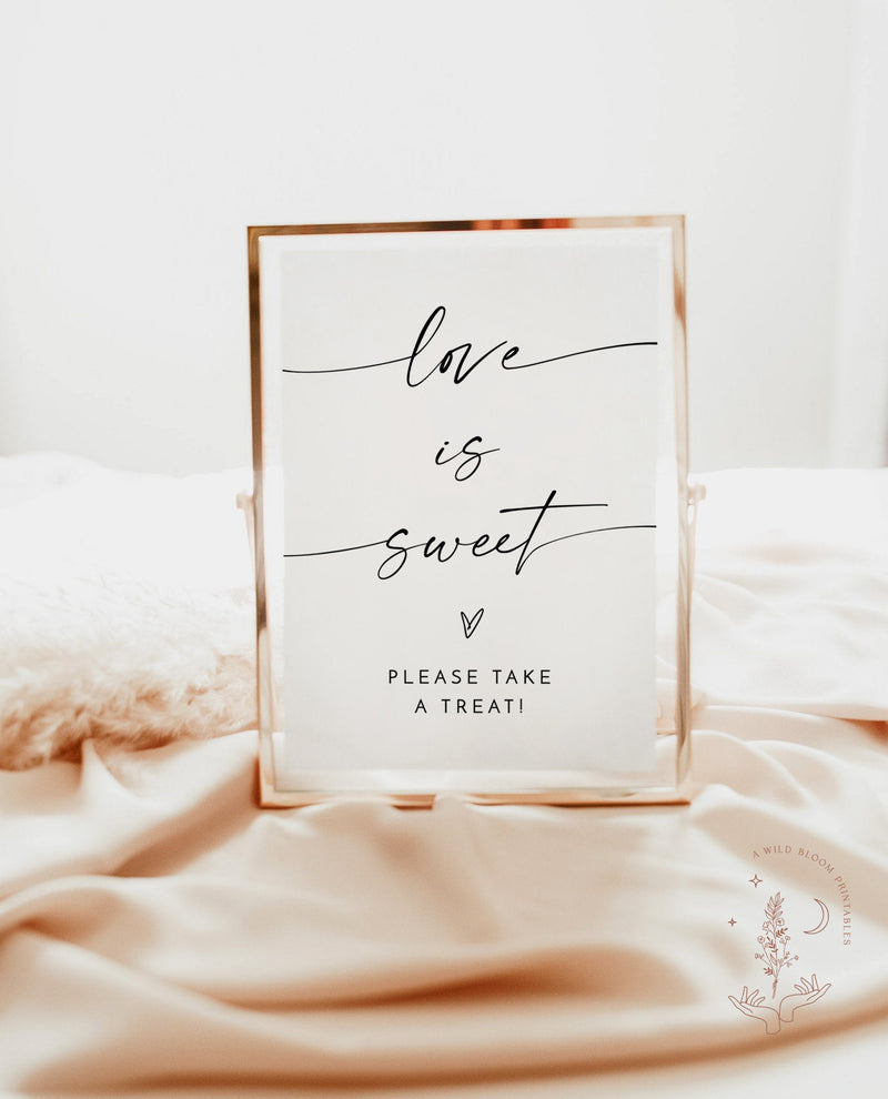 Love is Sweet Please Take A Treat Sign | Modern Minimalist Wedding Sign 