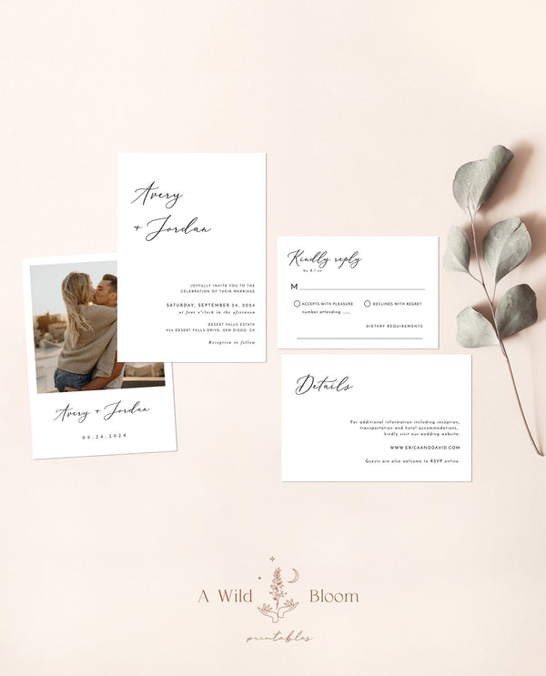 Minimalist Wedding Invitation Suite Template | Modern Wedding Invite 