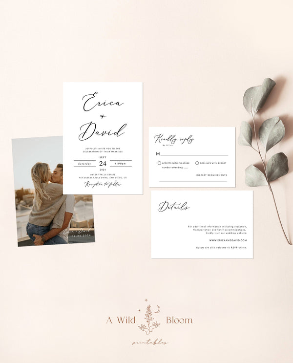 Minimalist Wedding Invitation Suite Template | Modern Wedding Invite 