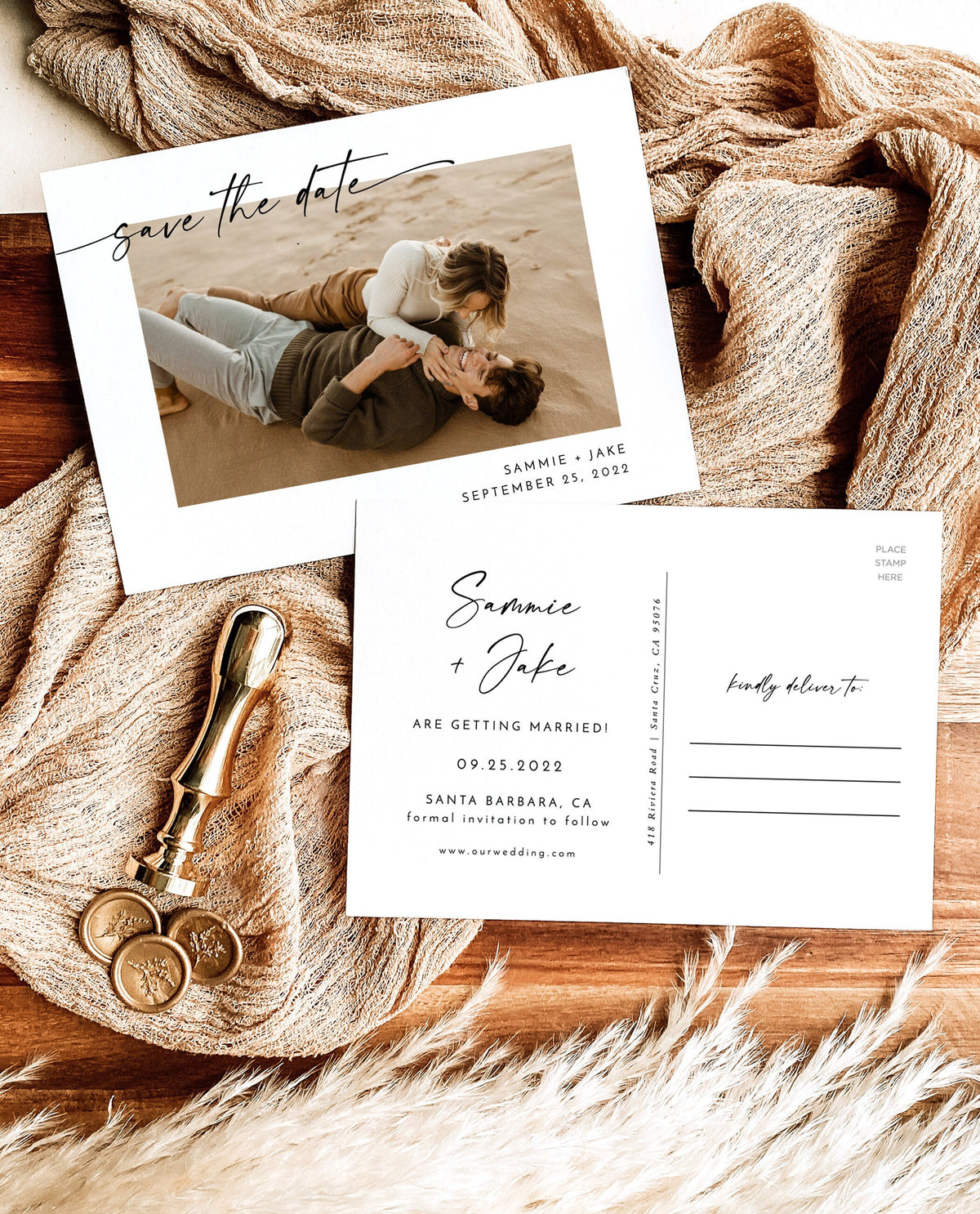Photo Save the Date Postcard Template | Polaroid Save the Date Invite