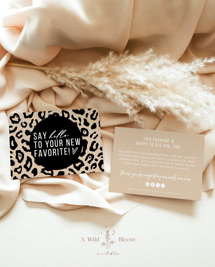 Leopard Print Small Business Thank You Card | Animal Print Thank You Card Template