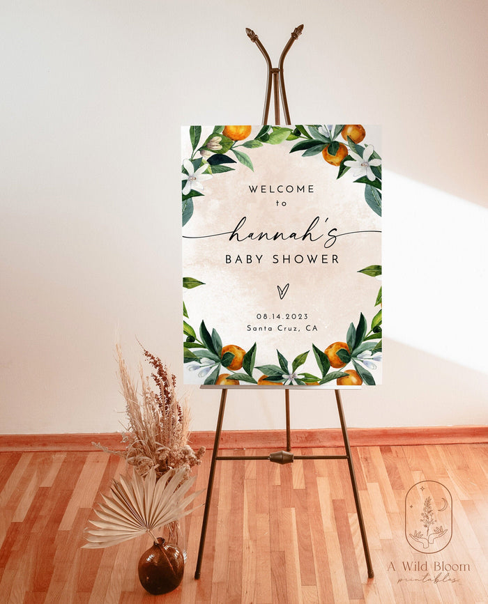 Cutie Baby Shower Welcome Sign | Citrus Baby Shower Sign