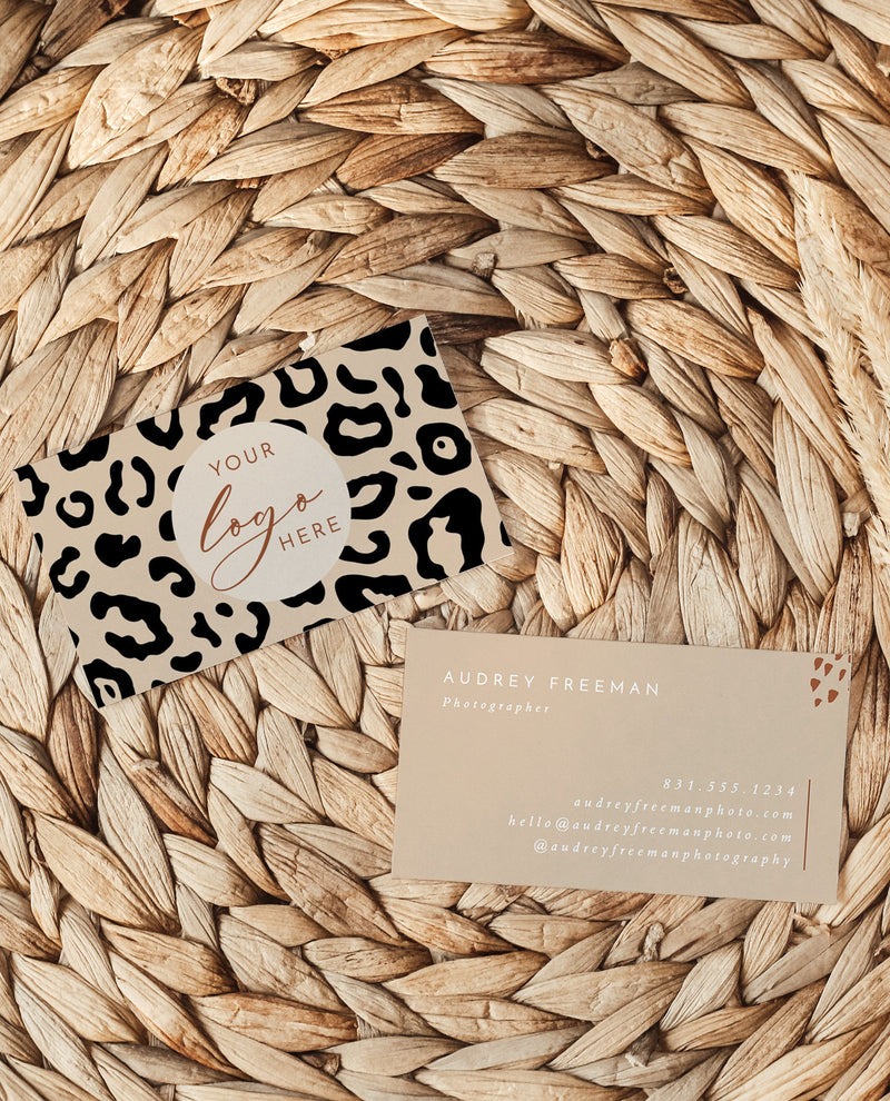 Leopard Print Small Business Card | Boutique Business Card Template 