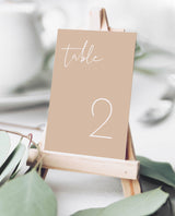 Beige Wedding Table Number Template | Minimalist Wedding Table Number