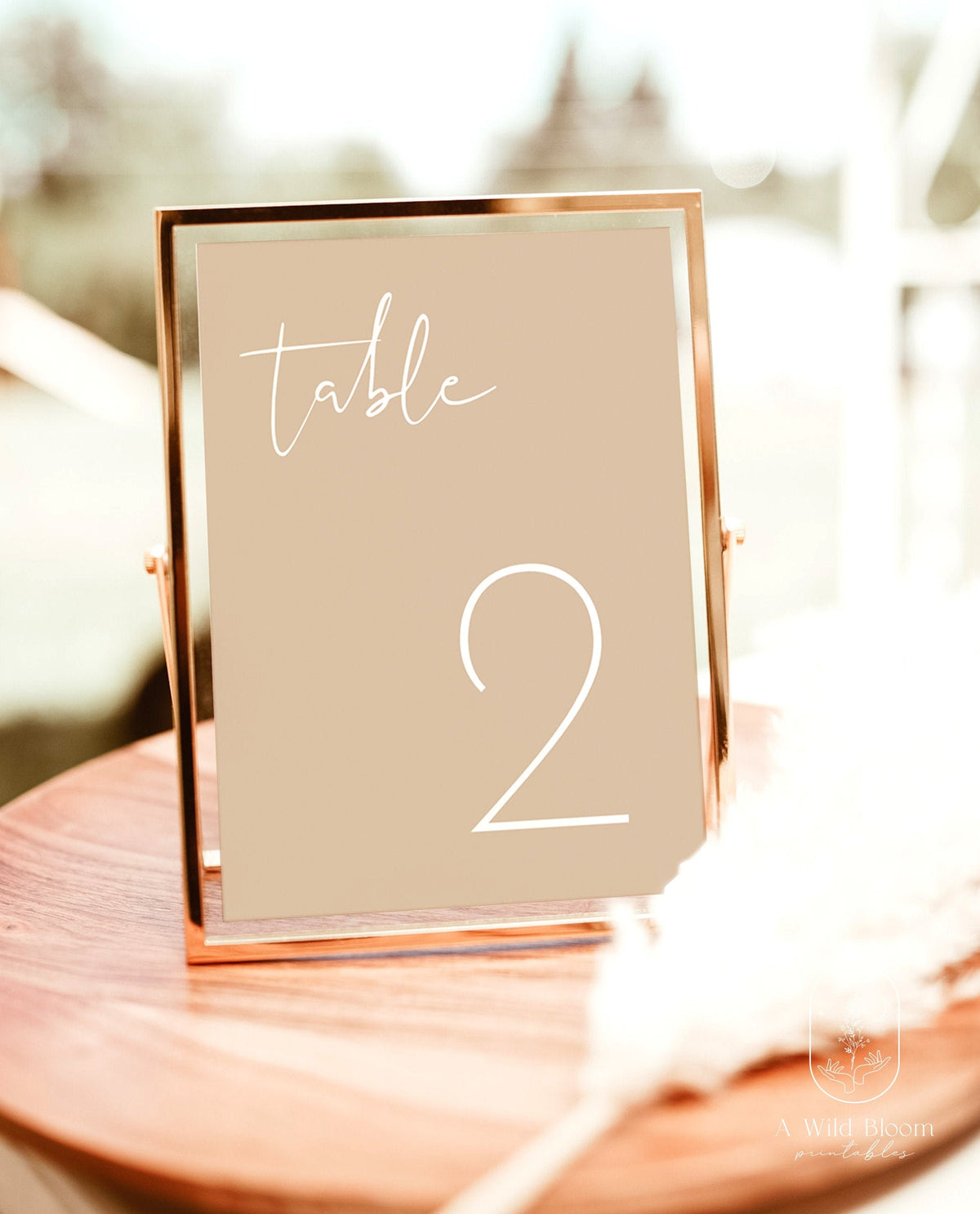 Beige Wedding Table Number Template | Minimalist Wedding Table Number