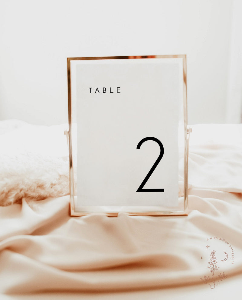 Modern Minimalist Wedding Table Number | Minimal Wedding Table Number 