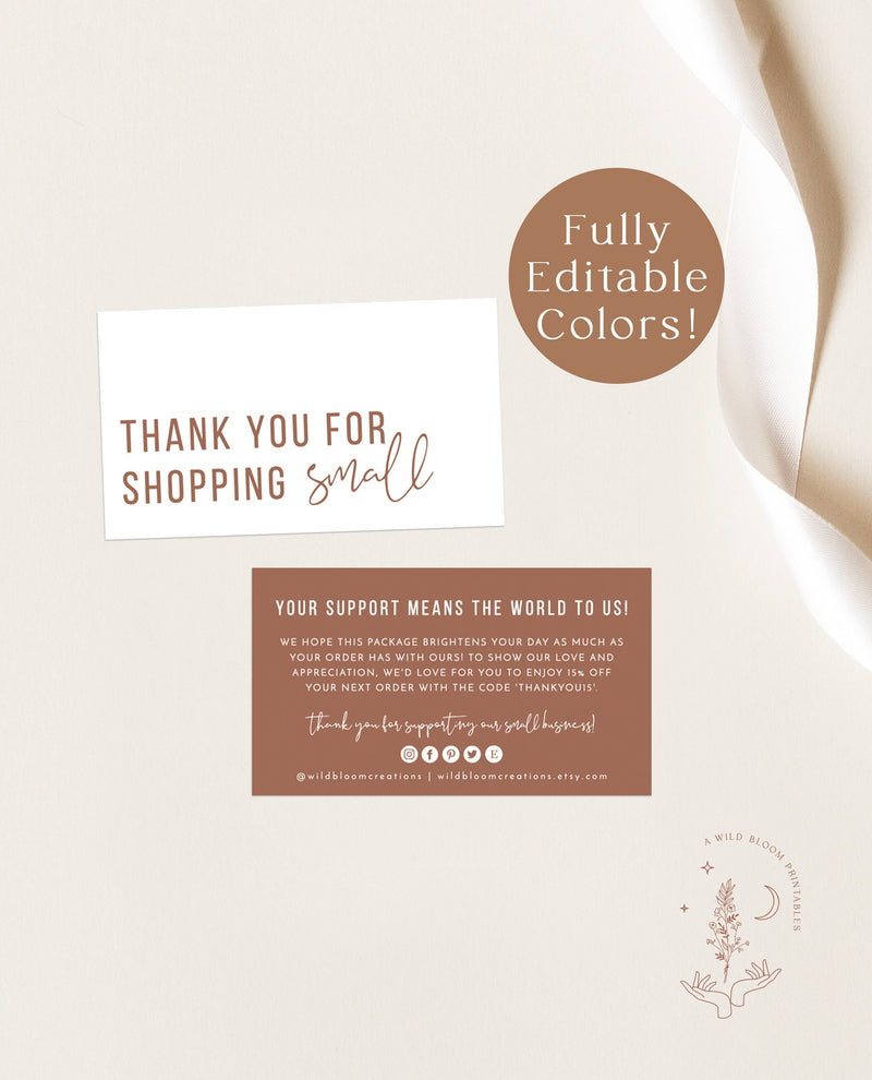Boho Small Business Thank You Card | Editable Thank You Card Template 