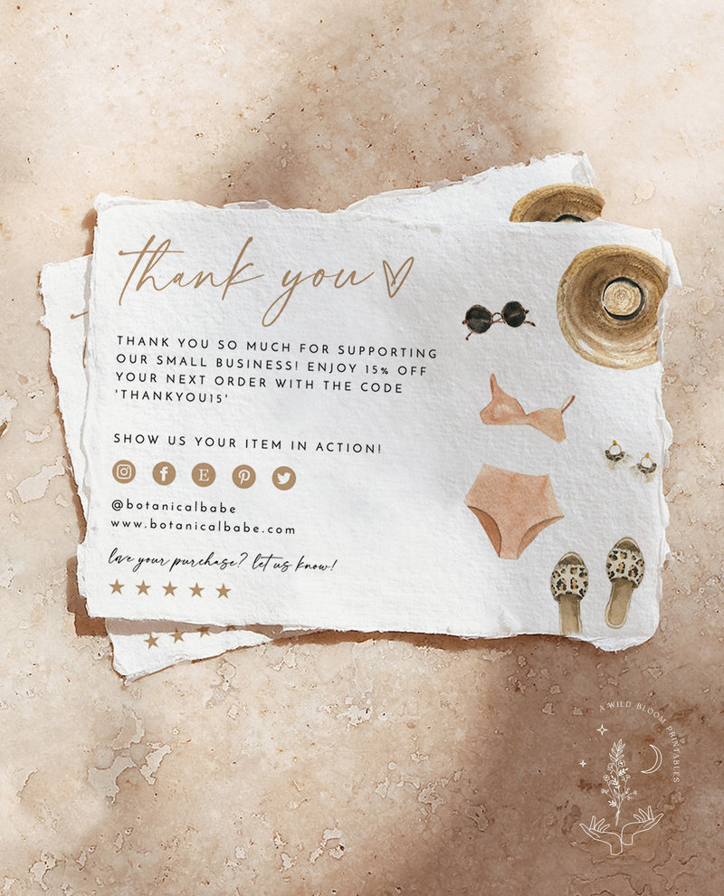 Small Business Thank You Card | Boho Boutique Thank You Template 