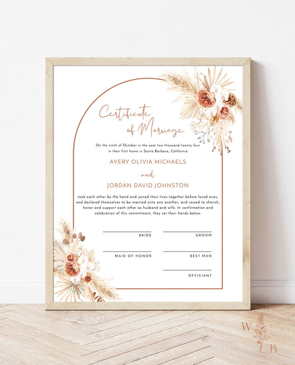 Certificate of Marriage Template | Minimalist Wedding Certificate 