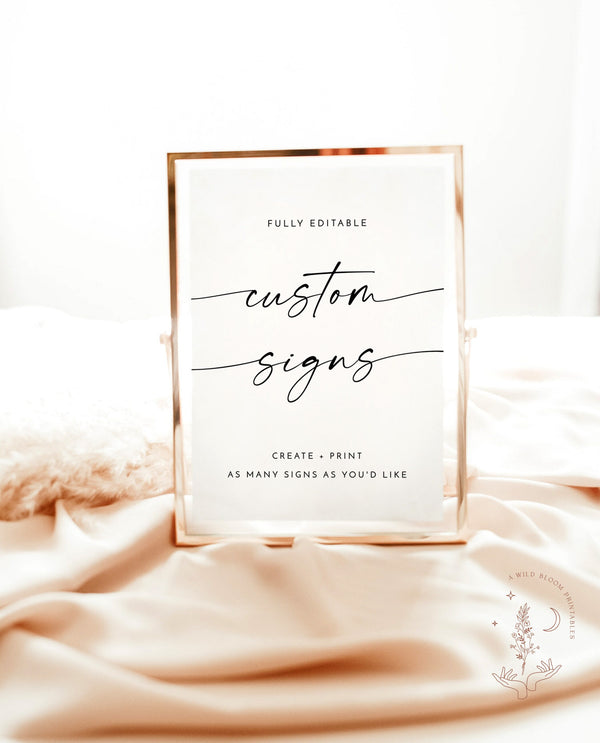 Minimalist Wedding Sign Template | Customizable Wedding Signage 