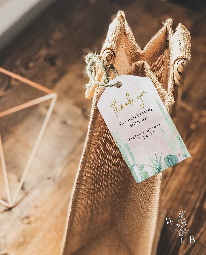 Bridal Shower Thank You Tag | Girl Baby Shower Favor Tag 