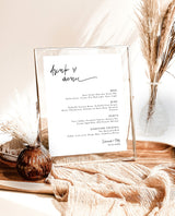 Modern Minimalist Wedding Bar Menu Template | Minimalist Bar Menu Sign