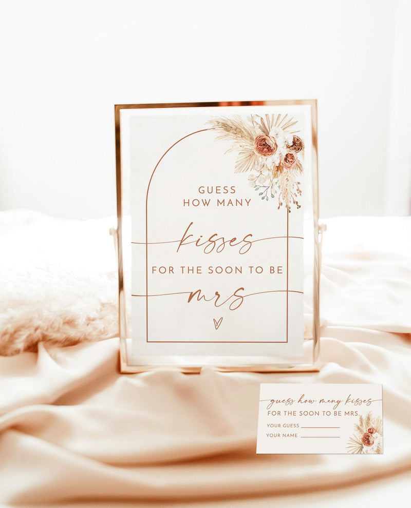 Guess How Many Kisses For The Soon To Be Mrs | Pampas Grass Bridal Shower Game 