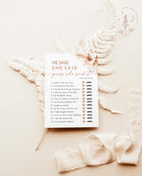 Pampas Grass He Said She Said Game | Boho Bridal Shower Game