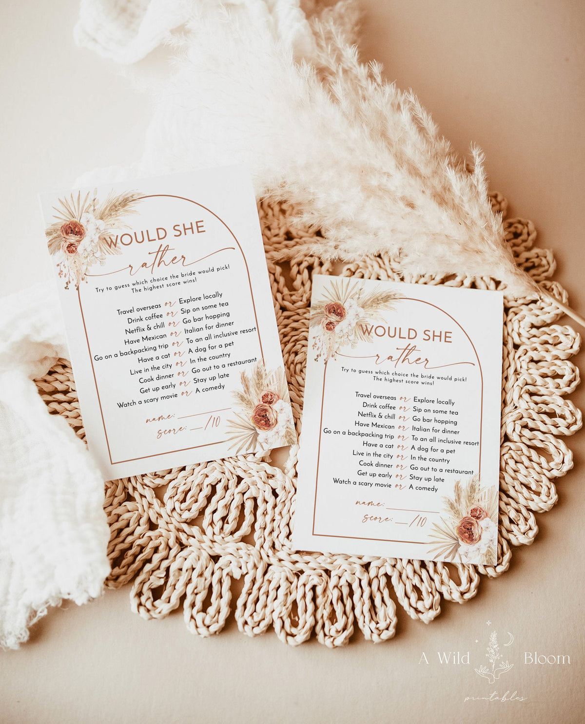 Would She Rather Bridal Shower Game | Bridal Trivia Game