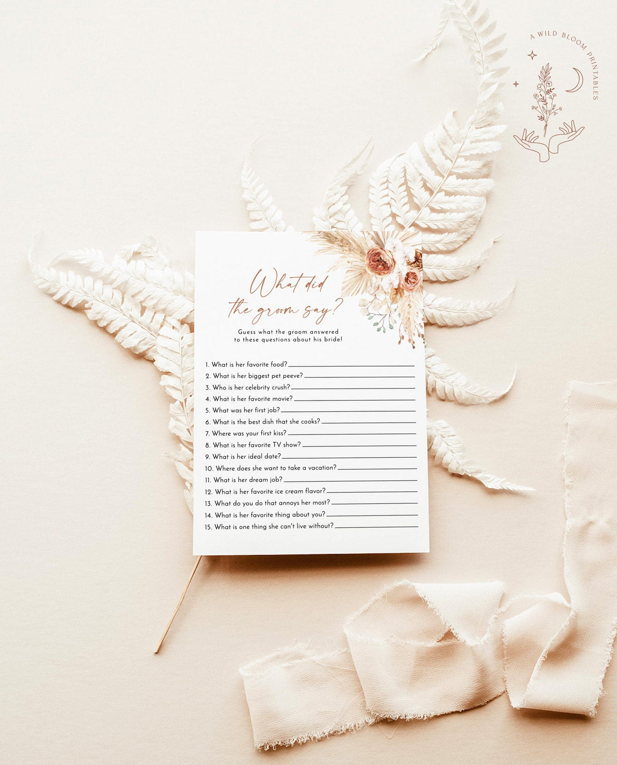 What Did the Groom Say Shower Game | Bridal Trivia Shower Game