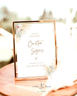 Pampas Grass Custom Sign Template | Customizable Wedding Sign