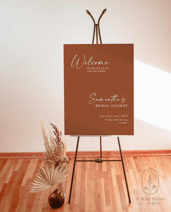 Burnt Orange Shower Welcome Sign | Terracotta Shower Welcome Poster