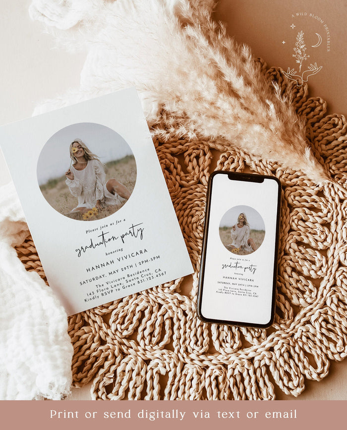 Graduation Party Invite Template | Minimalist Graduation Announcement