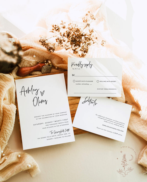 Minimalist Wedding Invitation Suite | Minimalist Wedding Invite 