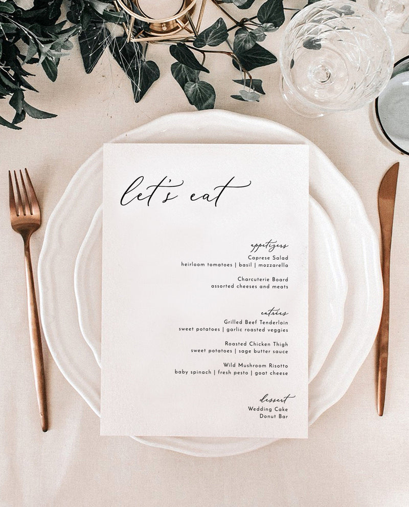 Minimalist Wedding Menu Template | Modern Wedding Menu 