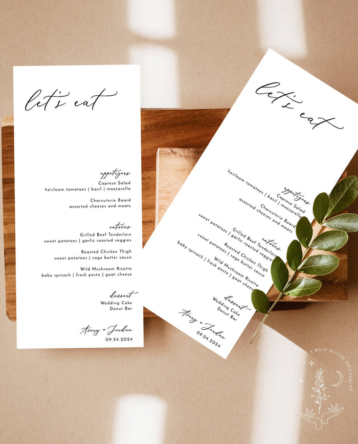 Minimalist Wedding Menu Template | Modern Wedding Menu