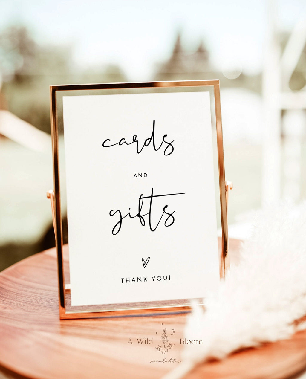 Cards and Gifts Sign  Modern Minimalist Wedding Sign Template – Wild Bloom  Design Studio