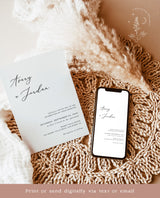 Minimalist Wedding Invitation Suite Template | Modern Wedding Invite