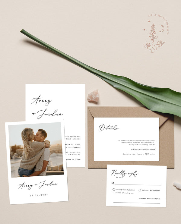 Minimalist Wedding Invitation Suite Template | Modern Wedding Invite 