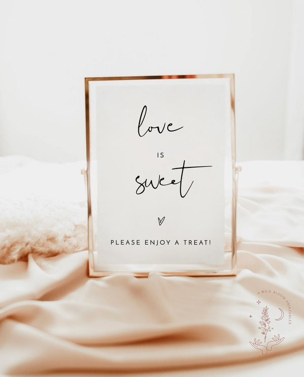 Love is Sweet Please Take A Treat Sign | Modern Minimalist Wedding Sign 