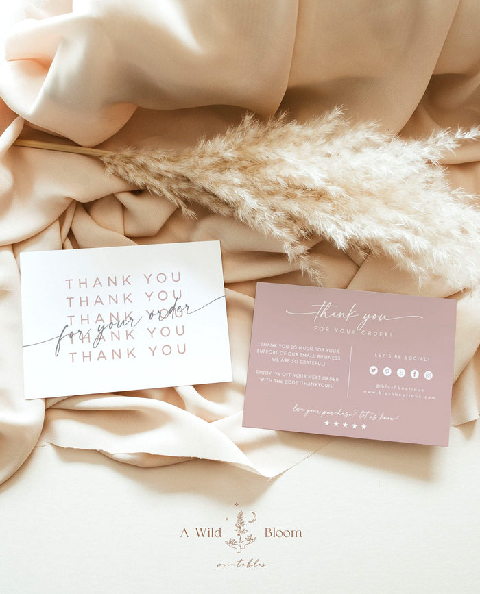 Dusty Blush Small Business Thank You Card | Boho Boutique Thank You Template