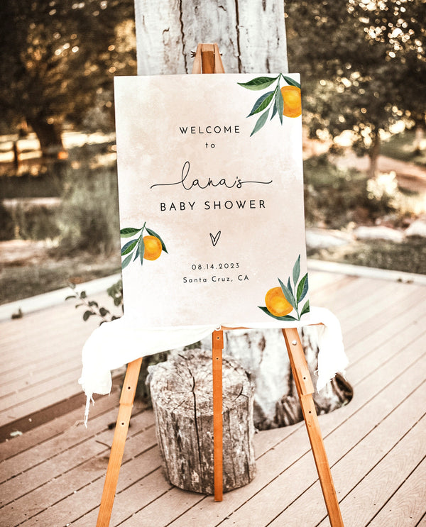 Cutie Baby Shower Welcome Sign | Citrus Baby Shower Sign 