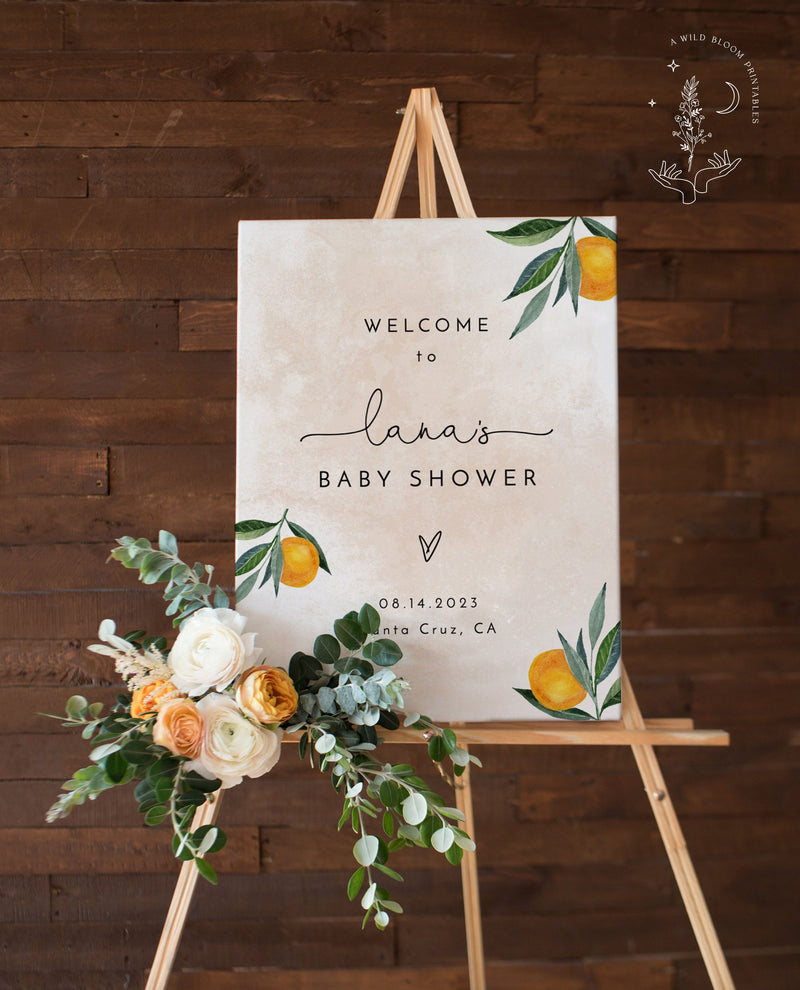 Cutie Baby Shower Welcome Sign | Citrus Baby Shower Sign 