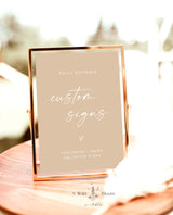 Modern Custom Sign Template | Beige Customizable Wedding Signage 