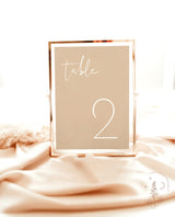 Beige Wedding Table Number Template | Minimalist Wedding Table Number
