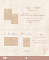 Beige Wedding Table Number Template | Minimalist Wedding Table Number