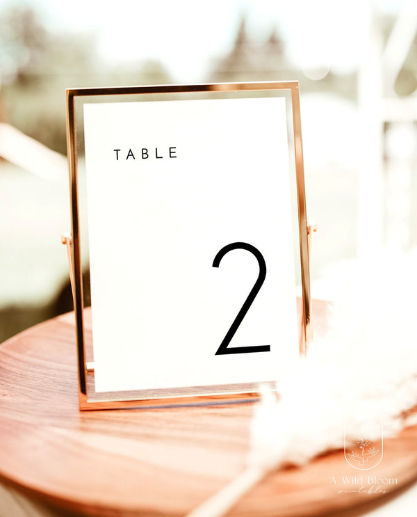 Modern Minimalist Wedding Table Number | Minimal Wedding Table Number 