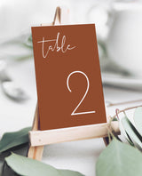 Terracotta Wedding Table Number | Minimalist Wedding Table Number