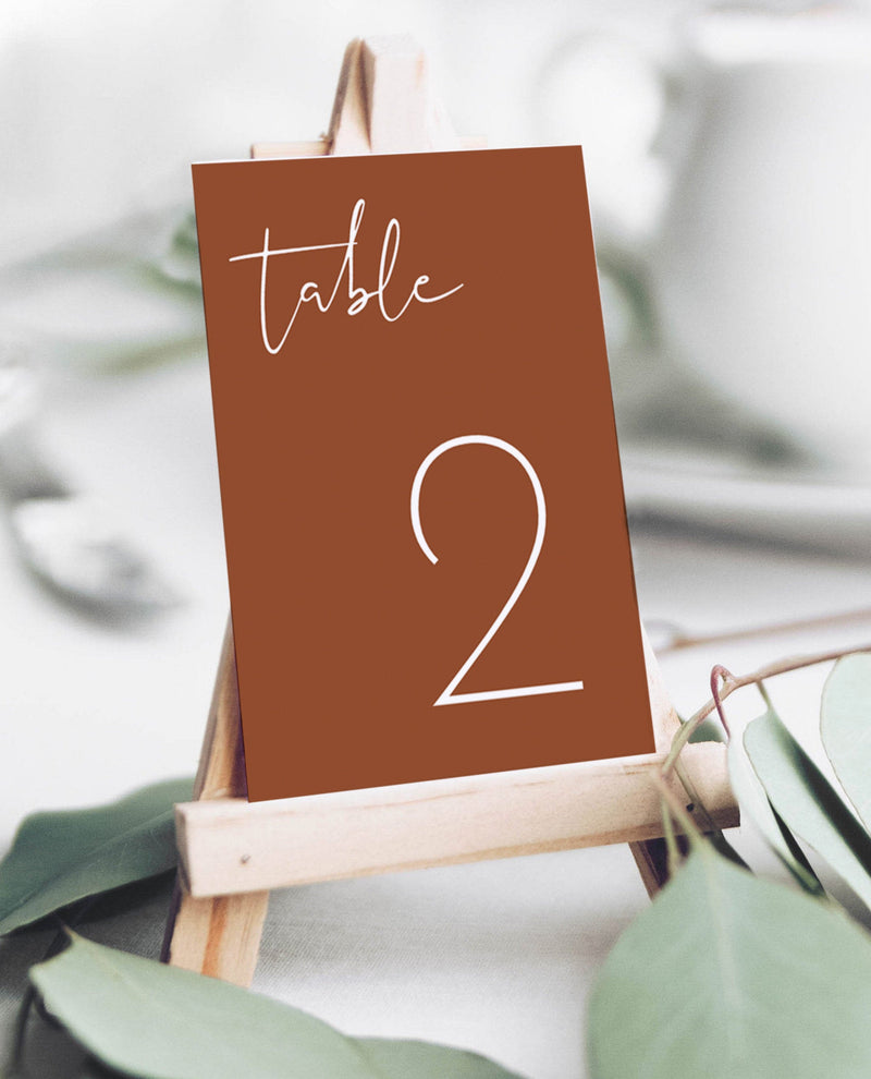 Terracotta Wedding Table Number | Minimalist Wedding Table Number 