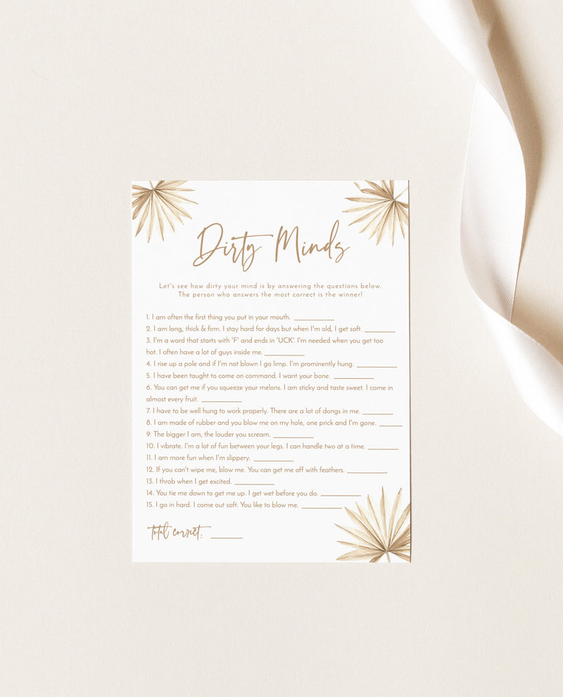 Dirty Minds Bachelorette Game | Dirty Bachelorette Party Game 