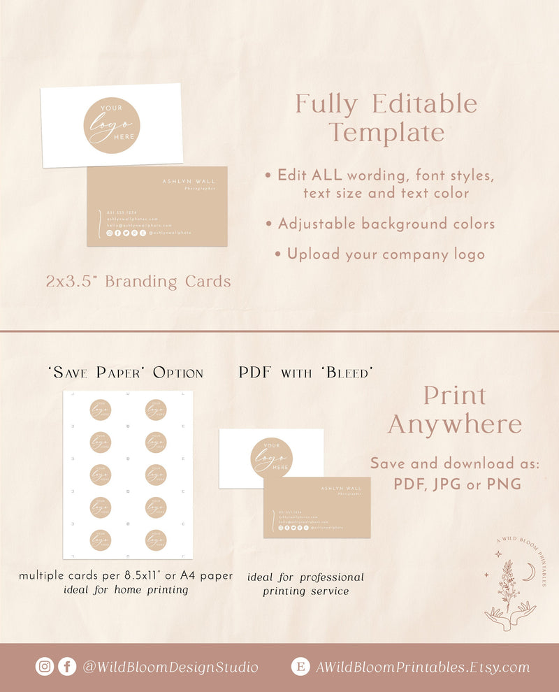 Boho Small Business Card | Boutique Business Card Template 