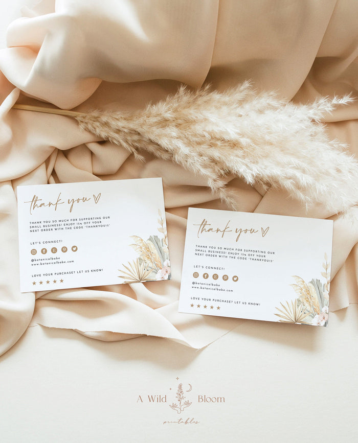 Pampas Grass Small Business Thank You Card | Boutique Thank You Template