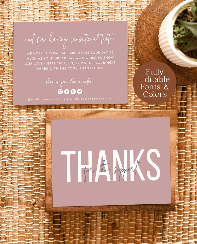 Small Business Thank You Card | Editable Thank You Card Template 