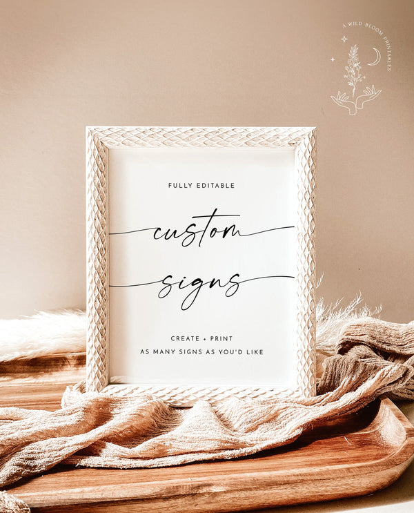 Minimalist Wedding Sign Template | Customizable Wedding Signage 