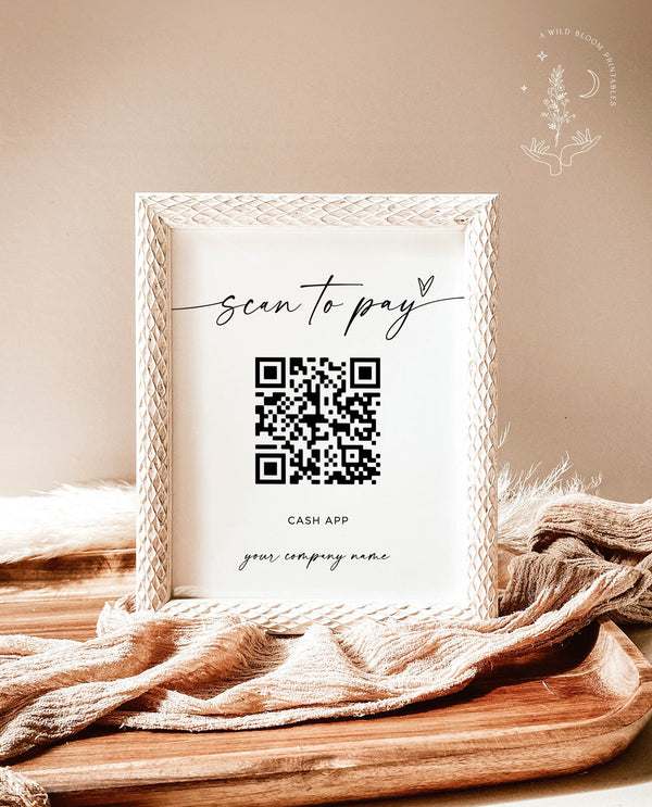 QR Code Sign | Minimalist Scan to Pay Business Sign 