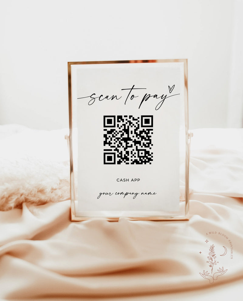 QR Code Sign | Minimalist Scan to Pay Business Sign 