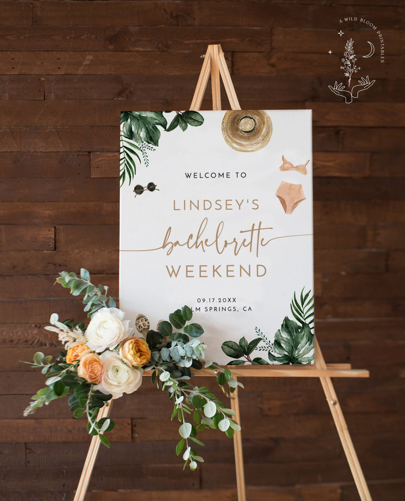 Bachelorette Welcome Poster Template | Tropical Bachelorette Party 