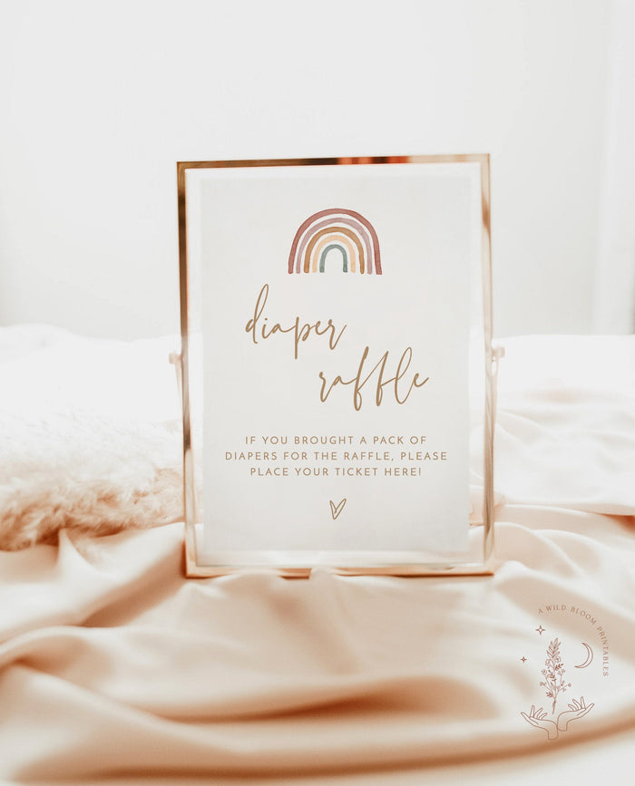 Diaper Raffle Baby Shower Sign | Rainbow Baby Shower Sign