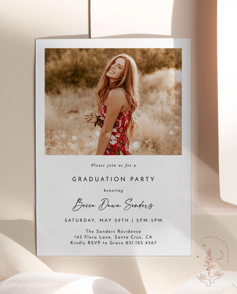 Graduation Party Invitation Template | Minimalist Graduation Announcement 