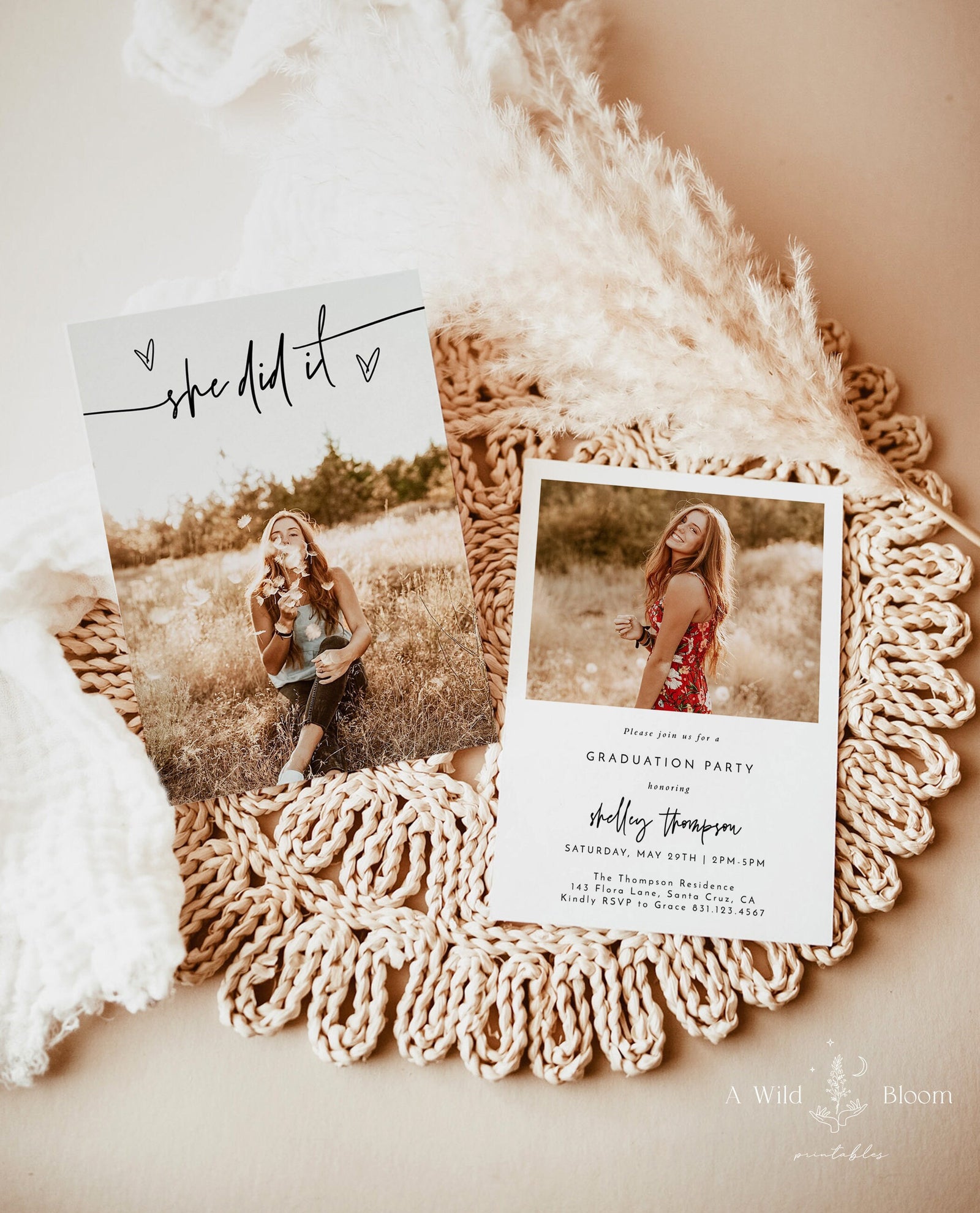 Graduation Party Invitation Template | Minimalist Graduation Announcement, image size:1600x1981